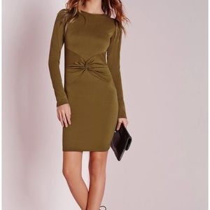 Long sleeve twist front dress